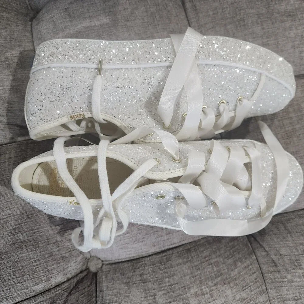 Kate Spade x Keds truly all over glitter sneakers Ivory/Cream Size 9 - Picture 4 of 13